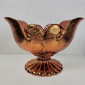 Footed Pedestal Bowl Copper Shell Shaped Fruit Centerpiece Decoration